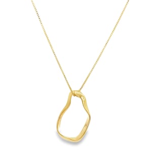 18K Gold Filled Abstract Oval Pendant Necklace: Dainty Minimalist Jewelry