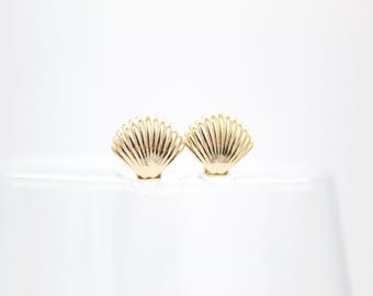 Pendientes de concha texturizada / Pendientes de concha texturizada / Pendientes de concha marina / Joyería al por mayor (L352)