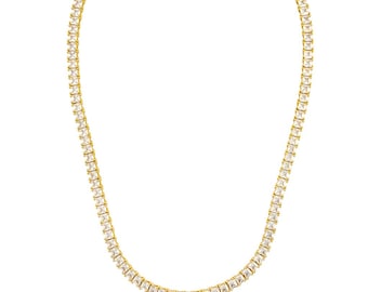 Collar de tenis con circonitas cúbicas bañado en oro de 18 quilates: cierre cuadrado con circonitas cúbicas