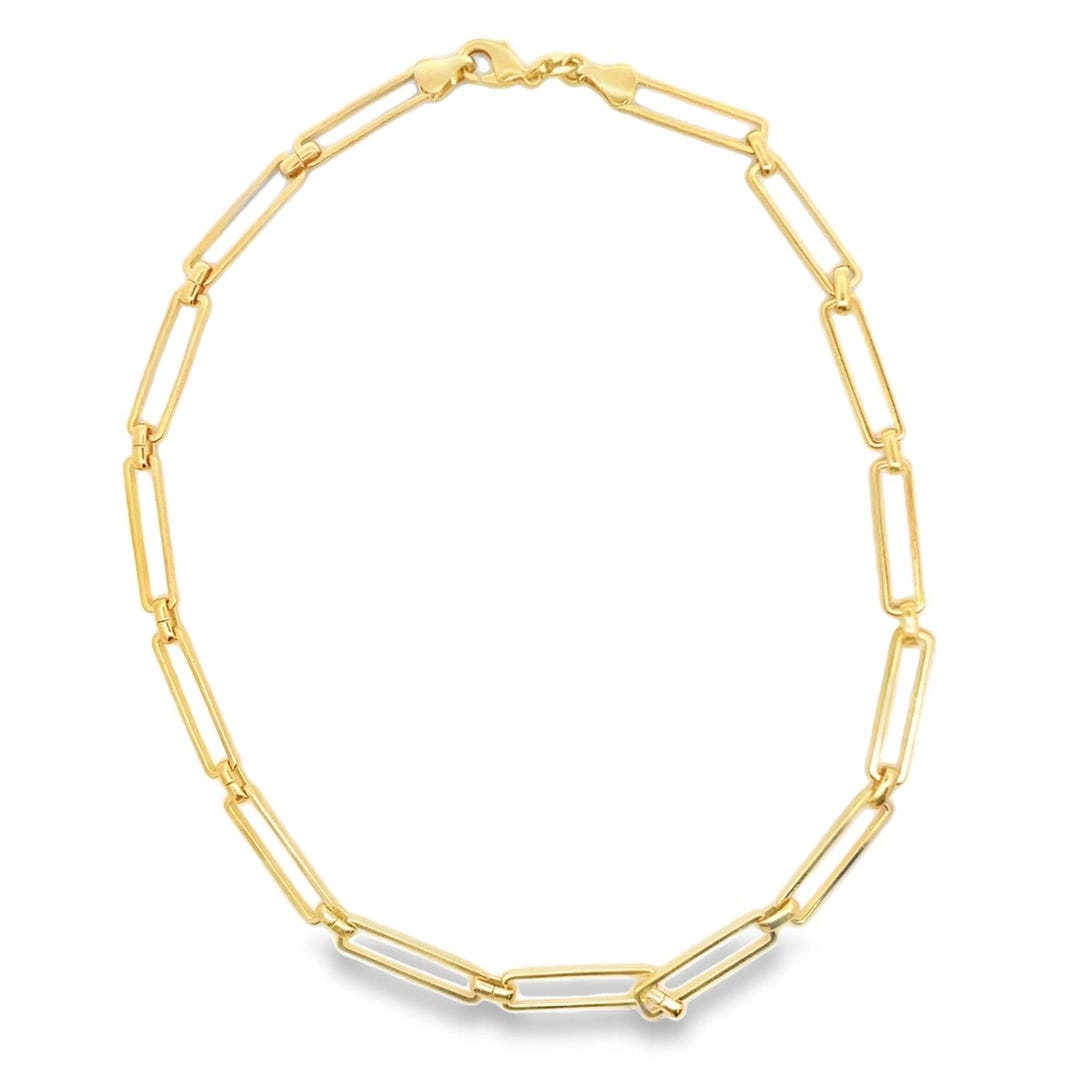 5mm Long Rectangle Paper Clip Link Chain | Thin Paperclip Necklace ...
