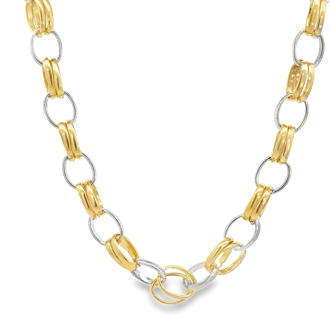 Two-tone 18K Gold Filled Rolo Necklace: Rhodium Dual Link Chain - Etsy