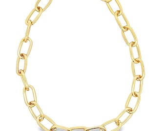 11 mm Büroklammer-Gliederkette | Dicke Büroklammer Halskette | Chunky Oval Clip-Gliederkette Halskette | Großhandel Schmuck (F150)
