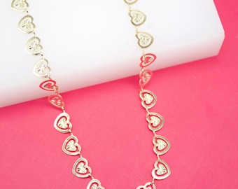 Collar de cadena de eslabones con forma de corazón bañado en oro de 18 quilates: joyería romántica