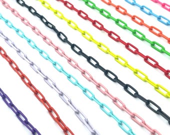 3mm Enamel Paper Clip Link Chain | Colorful Paperclip Necklace | Enamel Colored Paperclip Link Chain Necklace | Wholesale Jewelry (G200)