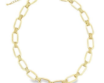 5mm Designed Paper Clip Link Chain | Decorated Link Paperclip Necklace | Thin Oval Link Chain | Wholesale Jewelry (F282)