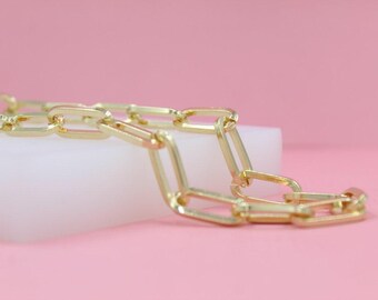 9 mm Büroklammer Gliederkette | Dicke Büroklammer Halskette | Chunky Oval Clip-Gliederkette Halskette | Großhandel Schmuck (F71)