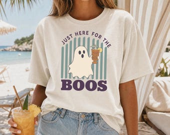 Summerween Shirt | Here for the Boos | Ghost Beach Shirt | Spooky Summer Tee | Funny Ghost Tee | Retro Halloween Top | Comfort Colors Top