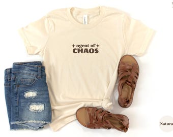 Agent of Chaos Youth Shirt | Neutral Big Kid Tee | Minimalist Retro Kids Clothing | Modern Typography Sibling Outfit