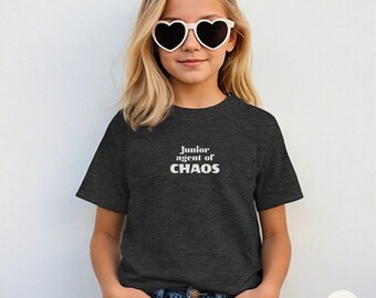 Junior Agent of Chaos Youth Shirt | Neutral Kids Graphic Tee | Minimalist Sibling Shirt