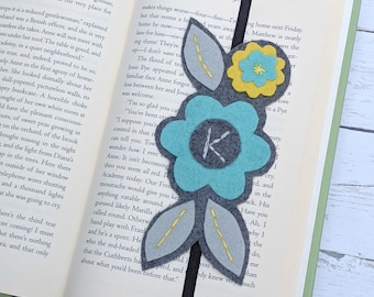 Personalized Bookmark - Book Club Gift - Felt Flower - Book Lover - Personalized Initial Bookmark - Elastic Band - Bible Bookmark - Planner