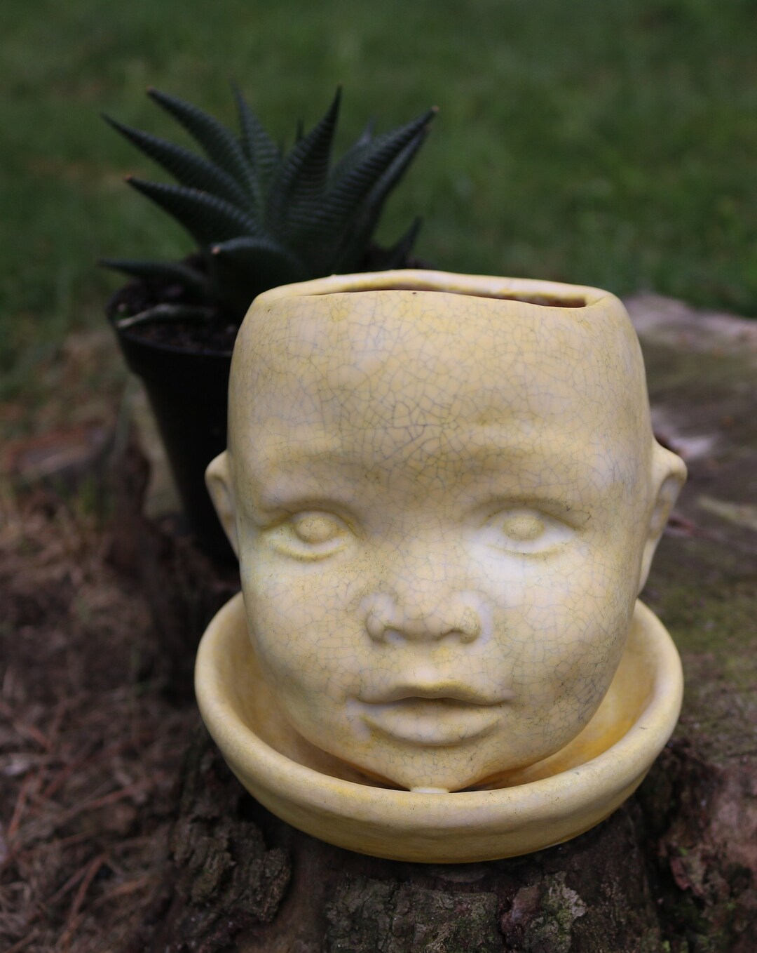 Vintage Doll Head Planter Stoneware the FLOWER CHILD Crazed Etsy