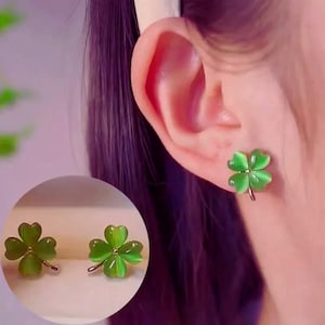 Vierblattklee Ohrstecker - Kleeblatt Schmuck, Glücksgeschenk, einfache Alltagsohrringe