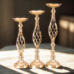 Elegant Gold Candle Holders – Modern Decorative Centerpiece for Home, Wedding, and Luxury Table Decor