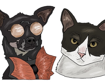 Custom Pet Portrait: *2 pets / no background*, Custom Portrait, Home Decor, Downloadable Art, Dog Art, Cat Art, Nursery Art