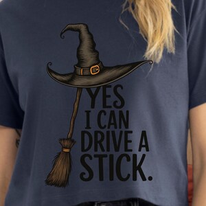 Witch Broomstick Crop Tee: Funny Halloween Costume Shirt
