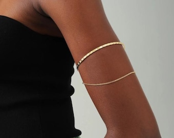 Minimalist Arm Cuff Bracelet: Gold or Silver Upper Arm Band