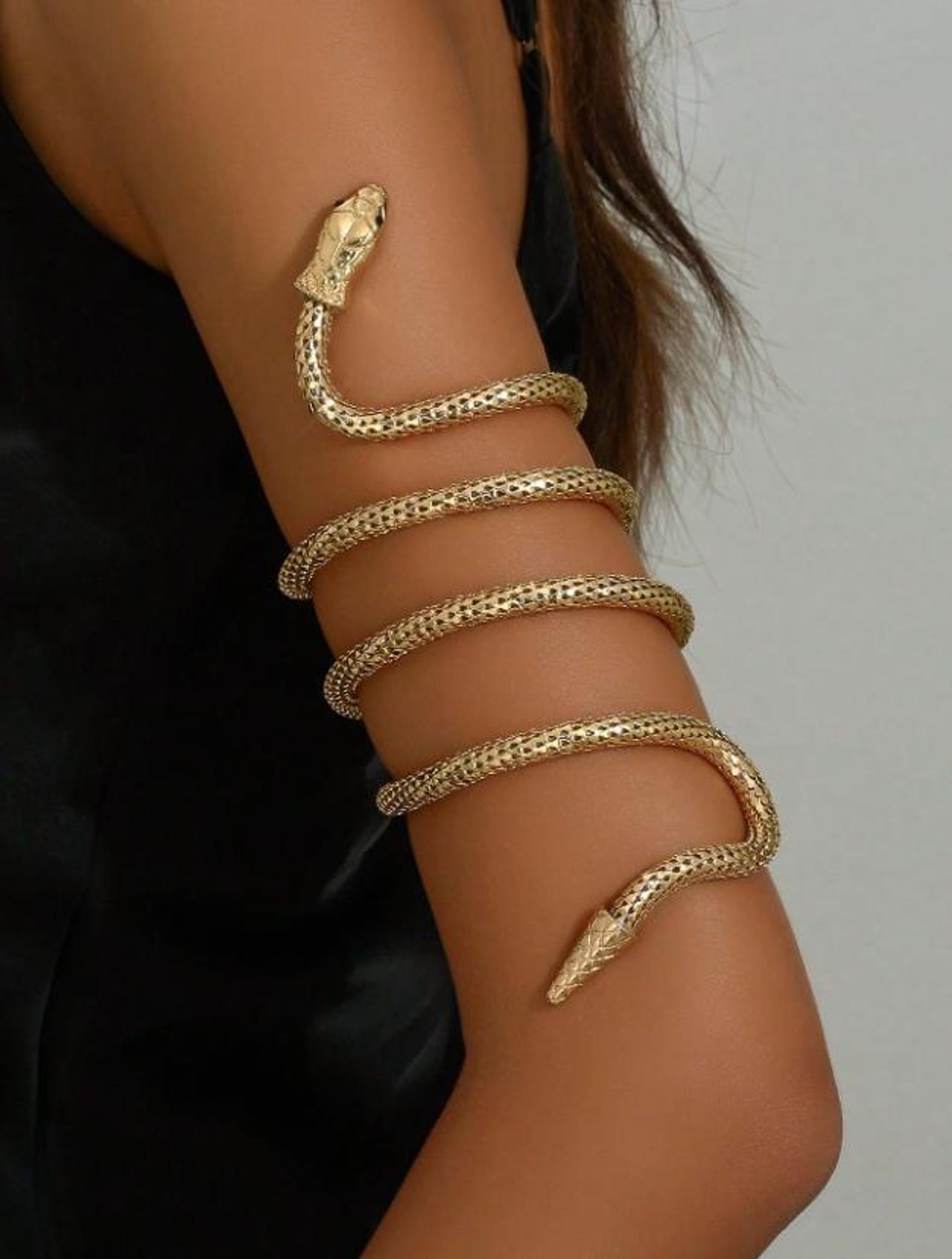 Gold Bendable Snake Bracelet: Adjustable Serpent Arm Cuff