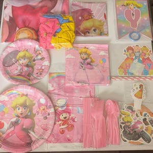 Princess Peach Birthday Party Dekoration Dekorationen 129stkMB+TS