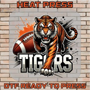 Fierce Tiger Football DTF Transfer - Sporty Iron On - Game Day Print