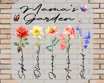 Custom Mom&#39;s Garden DTF Transfer, Custom Birthflower Ready To Press, Personalized Grandma&#39;s Garden Shirt, Birth Month Flowers Tee