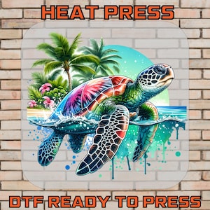 Tropical Sea Turtle Ready To Press, Ocean Nature DTF Transfer, Beach Lover Shirt, Summer Vibes Tee, Iron On Transfer, DTF Print, Heat Press
