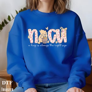 Nicu Nurse Ready To Press, Heart Pattern Bear DTF Tranasfer,Gift For Friend