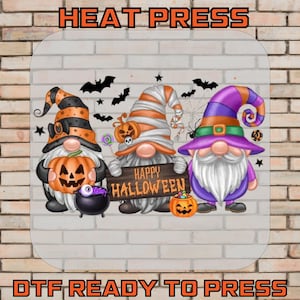 Halloween Gnomes DTF Transfer, Spooky Gnome Ready To Press, Cute Fall Dwarf Shirt, Trick Or Treat Tee, Iron On Transfer, Gameday DTF Print