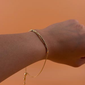 14k Gold Adjustable Friendship Bracelet | Real Gold Rope Chain Bracelet | Dainty Gold Bracelet for Women | Gift Jewelry