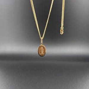 14k Solid Gold Miraculous Medal Pendant: Virgin Mary Catholic Charm