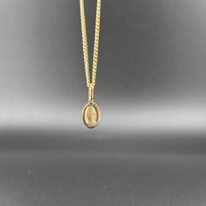 14k Solid Gold Miraculous Medal Pendant: Virgin Mary Catholic Charm