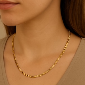 14K Yellow Gold Curb Chain Necklace: Solid Gold Bracelet, Unisex Jewelry