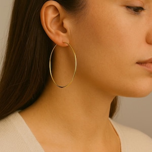 14k Gold Hoop Earrings l 1.5mm Thin Hoops l Small to Large Sizes (15mm–55mm) – Lightweight Everyday Gold Earrings l Gold Hoops for Women