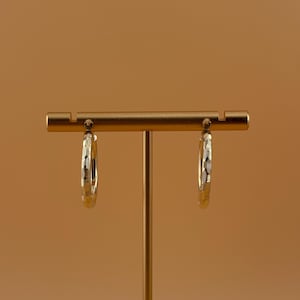 14k Yellow Gold Hoop Earrings: Lightweight Textured Hollow Hoops
