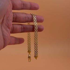 14k Gold Bismark Bracelet: Wide Woven Chain, 7.5&quot; Women&#39;s Luxury Jewelry