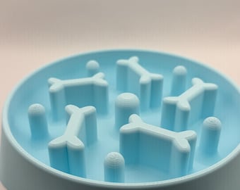 Comedero lento impreso en 3D para perros • Cuenco rompecabezas con diseño de hueso • Ayuda a reducir la ingesta rápida de alimentos