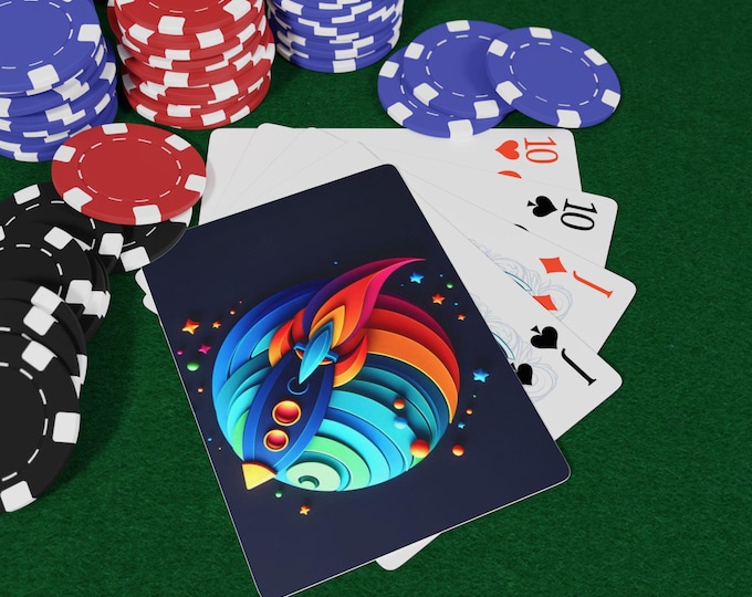 Colorful Rocket Planet Poker Playing Cards | Space-Themed Card Deck