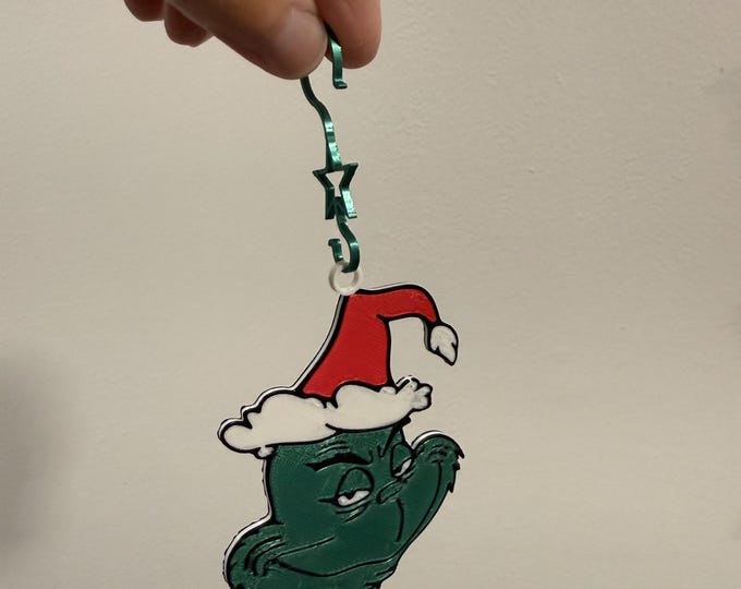 The Grinch 3D Printed Christmas Ornament: Modern Holiday Decor. Hook included