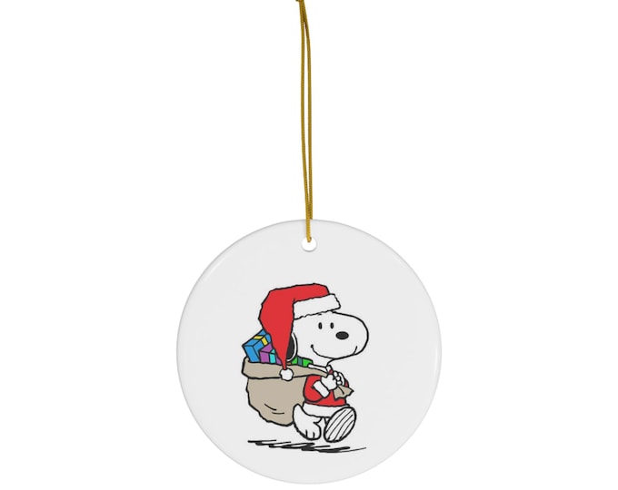 Snoopy Christmas Ornament: Double-Sided Porcelain Holiday Decoration