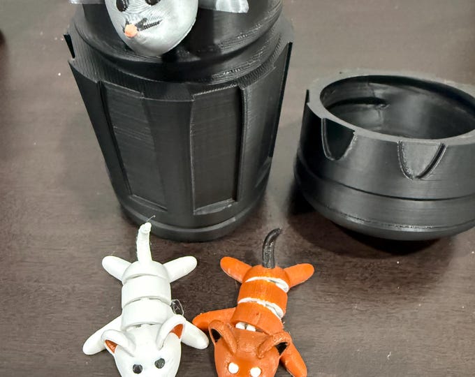 Articulated Baby Mice in Trash Can – Creepy Cute Poseable Rodent Figurines