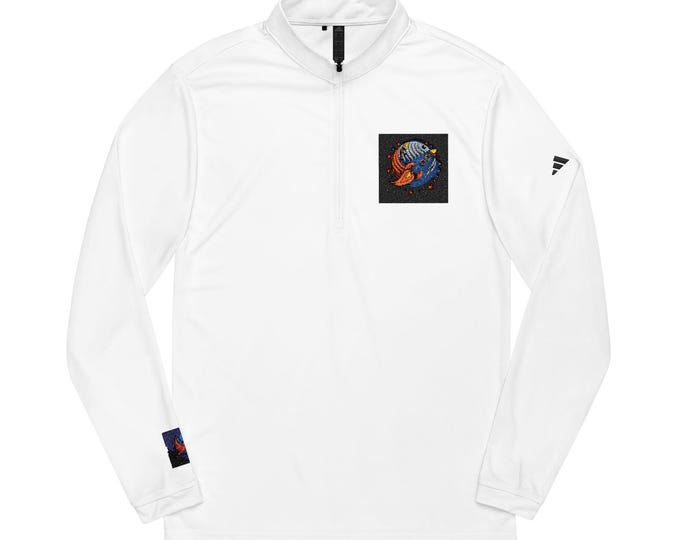 Adidas Embroidered Quarter-Zip Pullover, UPF 50+ Activewear, with stratosphere logo