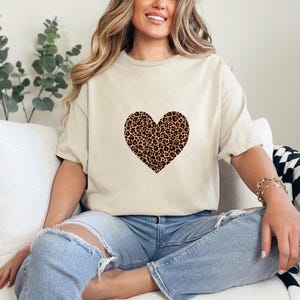 Leopard Heart Shirt, Valentine Heart T-Shirt, Cute Valentine Day Shirt, Animal Print Shirt, Heart Valentine Shirt