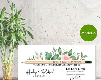 Plantable Seed Pencils, Eco Friendly Wedding Favors, Sustainable Guest Gifts, Personalized Thank You Cards, Bridal Shower Gifts