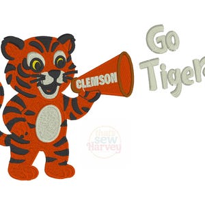 Clemson Go Tigers Vintage Digital Embroidery Design, Clemson University Baby Tiger Embroidery Design, Cute Baby Tiger Embroidery Design