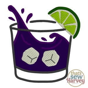 4 Sizes - Transfusion Cocktail Embroidery Design, Golf Drink Cocktail Design, Purple Summer Cocktail Embroidery Design