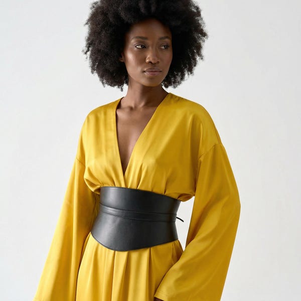 Wide Black Vegan Leather Corset Belt: Plus Size Fashion