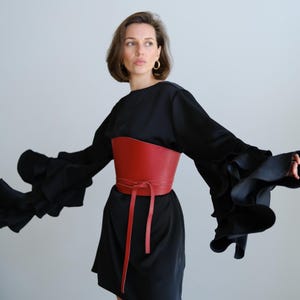 Eco-Friendly Wide Vegan Leather Corset Belt for Women - Plus Size Fashion Accessory - Plus Size Women&#39;s Fashion Belt - Stylish Wide Corset