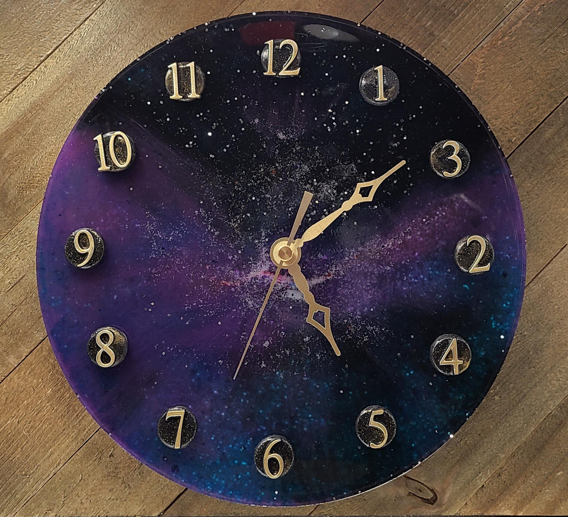 Future City Space Moon Saturn Galaxy Glow In The Dark Wall Clock New!