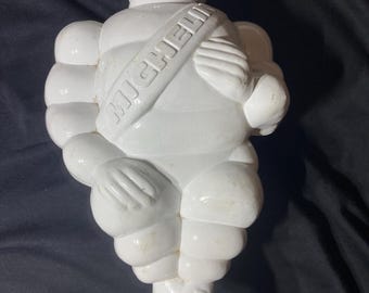 Statuetta vintage dell'omino Michelin Bibendum, insegna pubblicitaria originale con mascotte per camion da 21 cm, bambola Michelin antica, decorazione per garage, petroliana