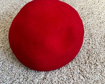 Vintage Henry Pollack Bright Tomato Red Beanie Beret