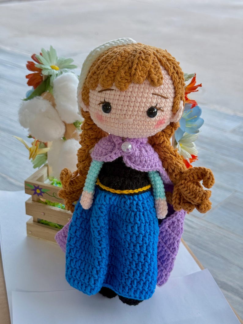 Frost Prinsessa Virkade Dockor - Handgjord Virkad Elsa & Anna Amigurumi Docka - Sagopresent till Flicka - Födelsedagspresent till Flicka - Frost Fan bild 5